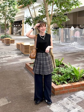 「JEANASIS（ジーナシス）のアイテム（スラックス）」を使った、mireiさん（レディース・159cm）の夏コーディネート