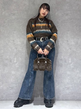 「アイテム（ボストンバッグ）」を使った、りりりさん（レディース・157cm・20代）の冬コーディネート