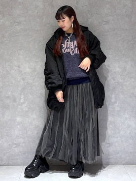 「PAGEBOY（ページボーイ）のモンスターパーカーコート【フード取り外し可能・軽量】（ブルゾン）」を使った、りりりさん（レディース・157cm）の秋コーディネート