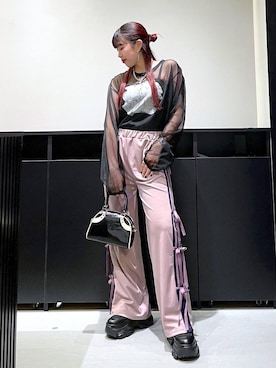 「PAGEBOY（ページボーイ）のレトロボストンBAG（ショルダーバッグ）」を使った、りりりさん（レディース・157cm）の秋コーディネート