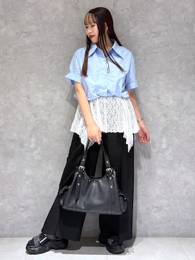 「PAGEBOY（ページボーイ）の≪S/M/Lの3サイズ展開≫ モードバックルスポサン（サンダル、グレー系）」を使った、りりりさん（レディース・157cm）の春コーディネート