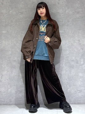 「PBLIM（ページボーイリム）の《UNISEX》ソフトスウェードブルゾン（ブルゾン）」を使った、りりりさん（レディース・157cm）の秋コーディネート