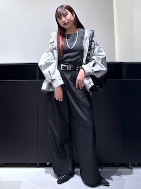 「バッグ」｜「アイテム（デニムジャケット）」を使った、りりりさん（レディース・157cm）の冬コーディネート