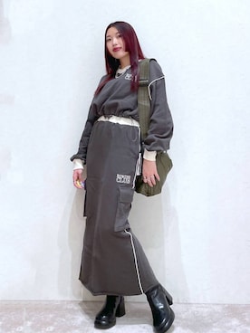 「PBLIM（ページボーイリム）のアイテム（スカート）」を使った、りりりさん（レディース・157cm）の冬コーディネート