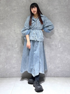 「PAGEBOY（ページボーイ）の＜まるでデニム見え！/紫外線カット/ストレッチ＞マルデニＧジャン（ブルゾン、ブラック系）」を使った、りりりさん（レディース・157cm）の冬コーディネート