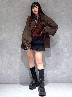 「PBLIM（ページボーイリム）の《UNISEX》ソフトスウェードブルゾン（ブルゾン）」を使った、りりりさん（レディース・157cm）の秋コーディネート