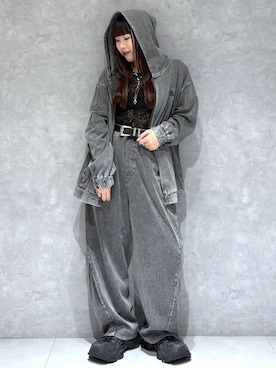 「PAGEBOY（ページボーイ）のモードバックルベルト3（ベルト、ブラック系）」を使った、りりりさん（レディース・157cm）の春コーディネート