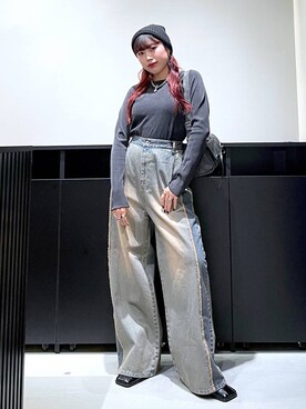 「PBLIM（ページボーイリム）のアイテム（Tシャツ/カットソー）」を使った、りりりさん（レディース・157cm）の秋コーディネート