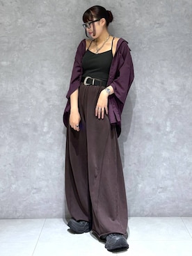 「PAGEBOY（ページボーイ）のサイドタックルーズウラケパンツ/イージーパンツ【4color・2size】（スウェットパンツ）」を使った、りりりさん（レディース・157cm）の秋コーディネート