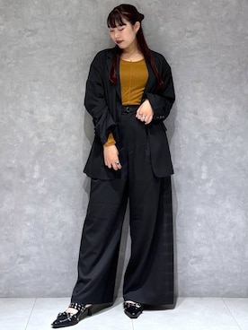 「PAGEBOY（ページボーイ）の【セットアップ対応】チェックMIXジャケット 《2サイズ展開》（テーラードジャケット）」を使った、りりりさん（レディース・157cm）の秋コーディネート