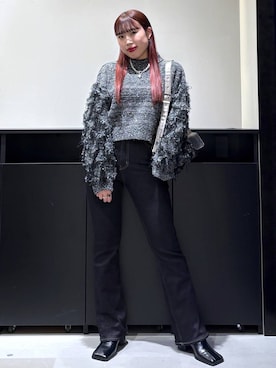 「PAGEBOY（ページボーイ）のリップスキニーデニム（デニムパンツ）」を使った、りりりさん（レディース・157cm）の冬コーディネート