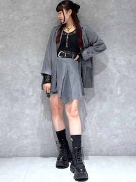 「PAGEBOY（ページボーイ）の【セットアップ対応】チェックMIXジャケット 《2サイズ展開》（テーラードジャケット）」を使った、りりりさん（レディース・157cm）の秋コーディネート