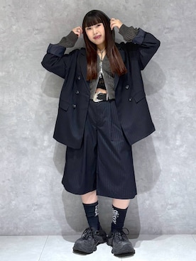 「PAGEBOY（ページボーイ）のヴィンテージバックルベルト（ベルト、ブラック系）」を使った、りりりさん（レディース・157cm）の春コーディネート