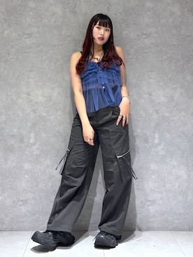 「アイテム（カーゴパンツ）」を使った、りりりさん（レディース・157cm・20代）の夏コーディネート