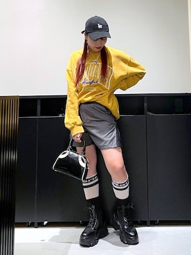 「PAGEBOY（ページボーイ）のレトロボストンBAG（ショルダーバッグ）」を使った、りりりさん（レディース・157cm）の秋コーディネート