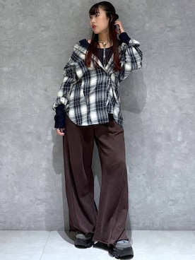 「PAGEBOY（ページボーイ）のサイドタックルーズウラケパンツ/イージーパンツ【4color・2size】（スウェットパンツ）」を使った、りりりさん（レディース・157cm）の秋コーディネート