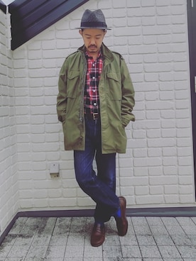 「タックイン」｜「アイテム（ミリタリージャケット）」を使った、idubyouさん（メンズ・165cm）の春コーディネート