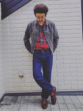 「A.P.C.」｜「アイテム（ハンチング/ベレー帽）」を使った、idubyouさん（メンズ・165cm）の春コーディネート