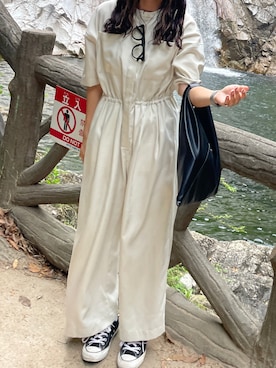 「KBF（ケイビーエフ）のアイテム（オールインワン・サロペット）」を使った、chakiさん（レディース・166cm）の夏コーディネート