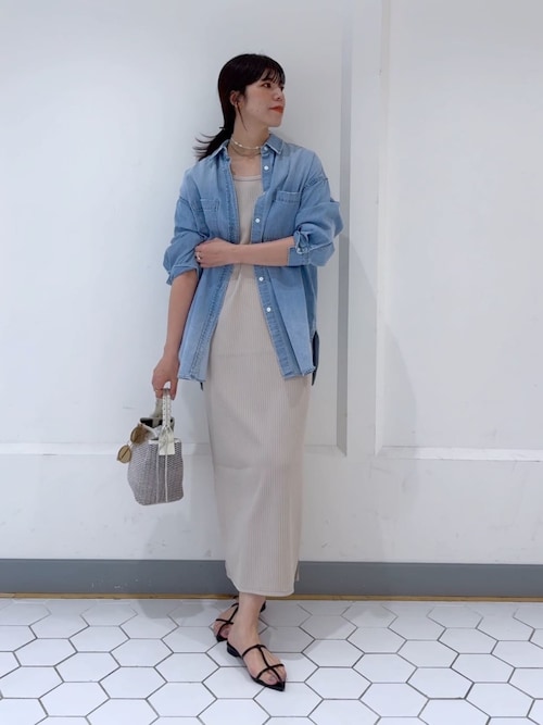 ブラウス シャツ 「MONN.:.(モン)」ライトデニムロングシャツ レディース セール】【MONN.:.(モン)】ライトデニムロングシャツ（シャツ