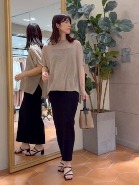 「アイテム（ニット/セーター）」を使った、yukaさん（レディース・170cm）の夏コーディネート