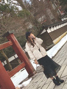 「earth music&ecology（アースミュージックアンドエコロジー）のアイテム（キャスケット、ブラック系）」を使った、じわるさん（レディース・166cm）の春コーディネート