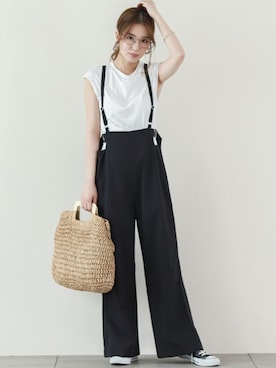 「La-gemme」｜「アイテム（サロペット/オーバーオール）」を使った、SUGAR BISKETさん（レディース・163cm）の夏コーディネート