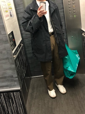 「united arrows」｜「アイテム（モッズコート）」を使った、tatsunokoさん（メンズ・165cm）の冬コーディネート