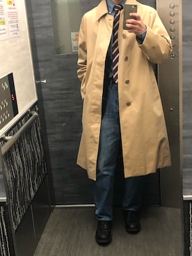 「アイテム（テーラードジャケット、ブルー系）」を使った、tatsunokoさん（メンズ・165cm）の冬コーディネート