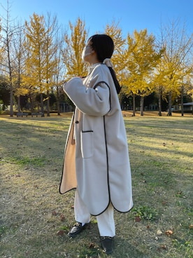 「classicalelf（クラシカルエルフ）のアイテム（ノーカラーコート）」を使った、KIKU ☺︎さん（レディース・165cm）の秋コーディネート