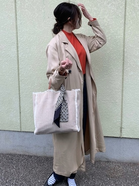 「EMODA（エモダ）のアイテム（トレンチコート）」を使った、木綿さん（レディース・161cm）の秋コーディネート