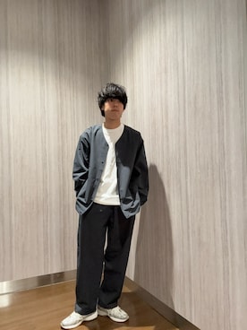 「アイテム（ノーカラージャケット）」を使った、もりうちさん（メンズ・174cm）の春コーディネート