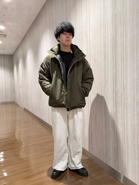 「アイテム（テーラードジャケット、グリーン系）」を使った、もーり。さん（メンズ・174cm）の秋コーディネート