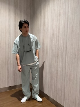 「URBAN RESEARCH DOORS（アーバンリサーチドアーズ）の『UR TECH』サマシェア ショートスリーブプルオーバー（Tシャツ/カットソー、グリーン系）」を使った、もりうちさん（メンズ・174cm）の春コーディネート