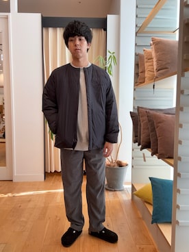 「アイテム（ダウンジャケット/コート）」を使った、もーり。さん（メンズ・174cm）の秋コーディネート