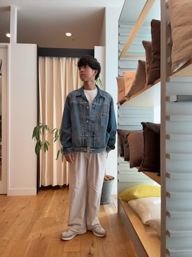 「アイテム（デニムジャケット）」を使った、もーり。さん（メンズ・174cm）の秋コーディネート