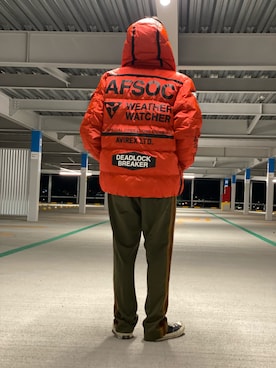 「AVIREX（アヴィレックス）のアイテム（ダウンジャケット/コート）」を使った、Asai.Hirotoさん（メンズ・177cm）の冬コーディネート