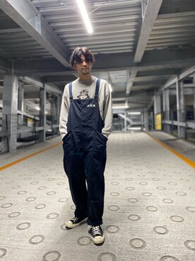 「AVIREX（アヴィレックス）のアイテム（オールインワン・サロペット）」を使った、Asai.Hirotoさん（メンズ・177cm）の秋コーディネート