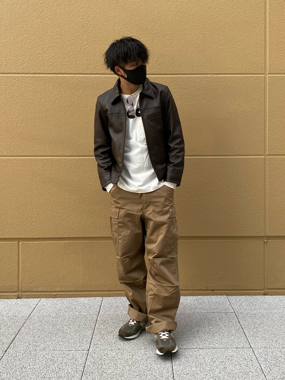「レザー、レザージャケット、アメカジ、AVIREX、ブラウン、ootd、トラッカージャケット、秋冬コーデ、羊革、AVIREXららぽーと愛知東郷」｜「AVIREXのAVI-TRUCKER JKT（ブルゾン、ブラウン系）」を使った、Asai.Hirotoさん（メンズ・177cm）の秋コーディネートの1枚目の写真
