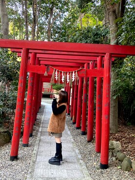 「いいね返し」｜「アイテム（その他アウター）」を使った、𝑁𝑎𝑛𝑎 ⸝⸝ @  さん（レディース・149cm）の冬コーディネート