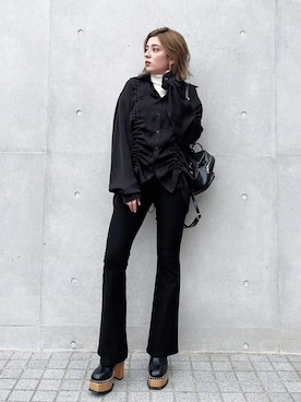 「ギャザーブラウス」｜envym_officialさん（レディース・160cm）の秋コーディネート