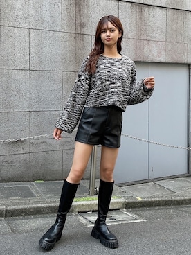 「ミックスニット」｜envym_officialさん（レディース・160cm）の秋コーディネート