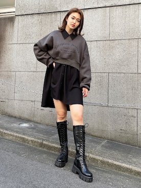 ワンピース ドレスを使った ショート丈トップス の人気ファッションコーディネート Wear