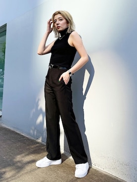 「ハイネックトップス」｜「アイテム（スラックス）」を使った、envym_officialさん（レディース・160cm）の夏コーディネート