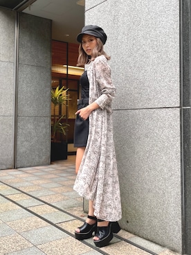 「ロングシャツ」｜「アイテム（その他アウター）」を使った、envym_officialさん（レディース・160cm）の夏コーディネート