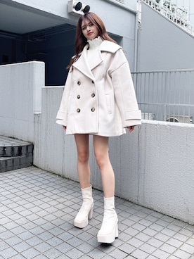 「Aラインコート」｜「アイテム（その他アウター）」を使った、envym_officialさん（レディース・160cm）の秋コーディネート