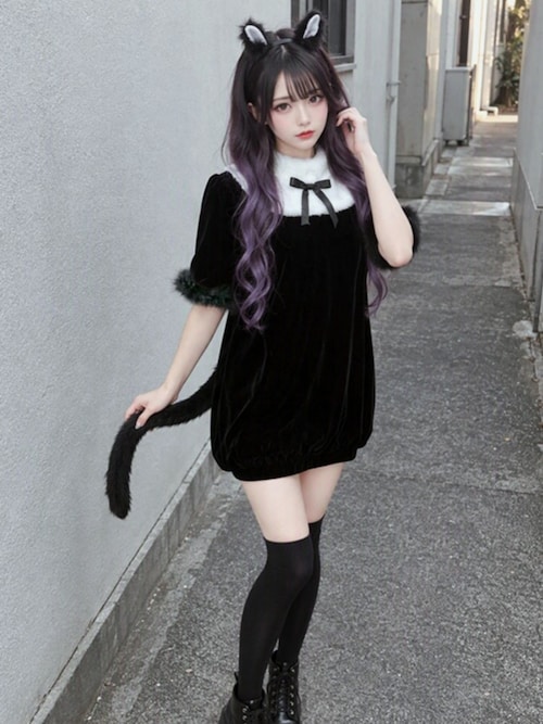 コスプレ キャット ベロアワンピース ハロウィン レディース ハロウィン