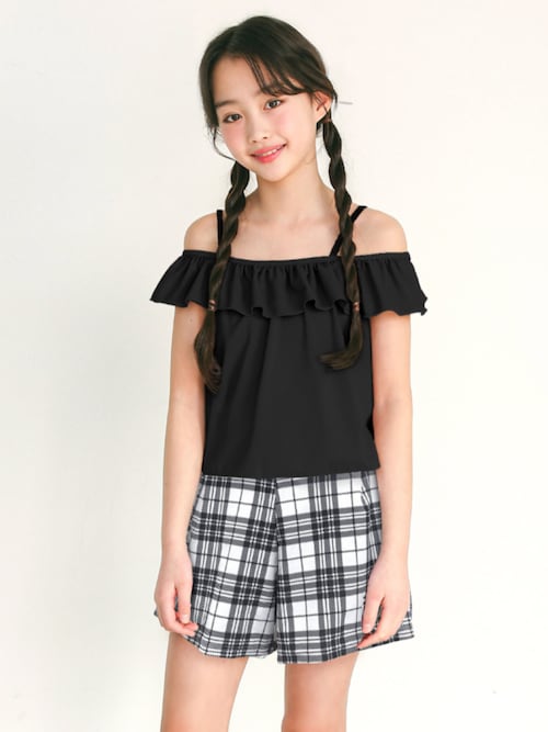 yori 水着　2024ss ショルダーフリルオールインワン　ダークグレー ショルダーフリルオールインワン | all item| yori