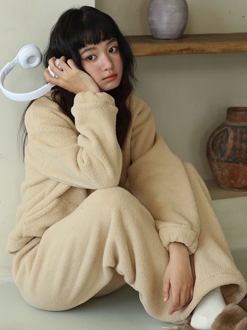 クルーネック ボア ルームウェア セットアップ