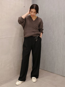 「IENA（イエナ）の《IENA 35TH》THE BLACK TROUSERS（スラックス、ブラック系）」を使った、sonoさん（レディース・160cm）の秋コーディネート